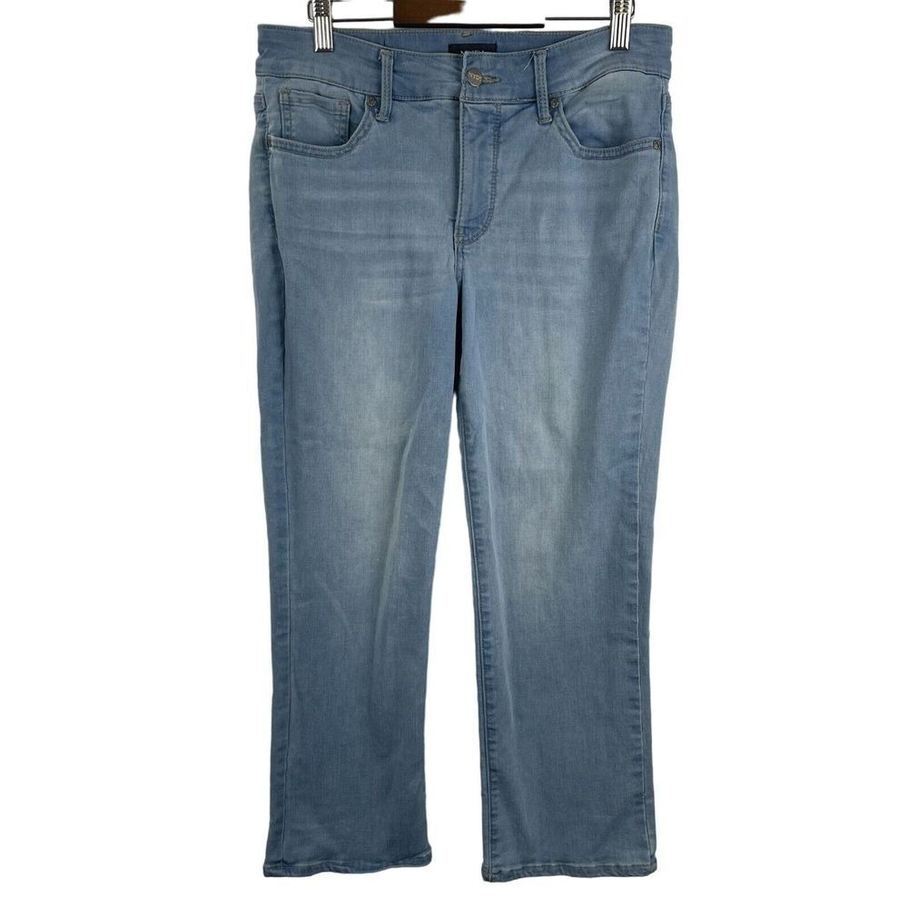 NYDJ Marilyn Straight Crop Jeans Womens 6 Blue Cool Embrace Mid Rise Lift Tuck